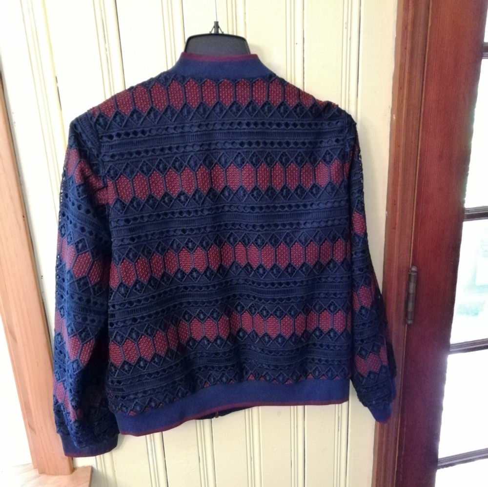 Trina Turk Luxury Lace Bomber Jacket, XL - Picture 5 of 11